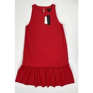 NWT Banana Republic Red Shift Sleeveless Mini Dress Ruffle Hem Size 4